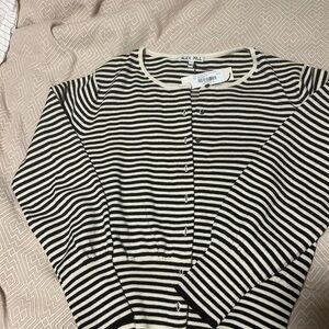 Alex Mill Louisa Black and White Striped Button-Up Cardigan and matching vest